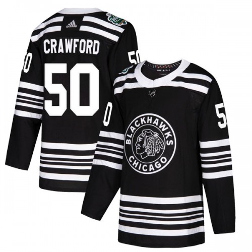Adidas Chicago Blackhawks 50 Corey Crawford Authentic Black 2019 Winter Classic Men's NHL Jersey