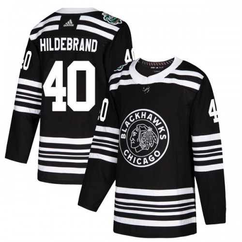 Adidas Chicago Blackhawks 40 Jake Hildebrand Authentic Black 2019 Winter Classic Men's NHL Jersey
