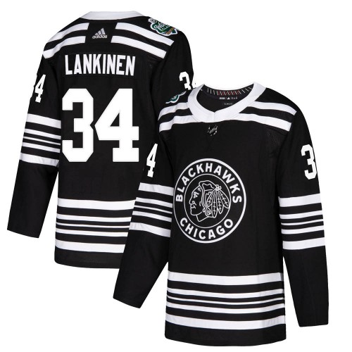 Adidas Chicago Blackhawks 34 Kevin Lankinen Authentic Black ized 2019 Winter Classic Men's NHL Jersey