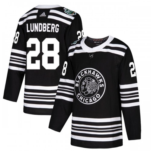 Adidas Chicago Blackhawks 28 Martin Lundberg Authentic Black 2019 Winter Classic Men's NHL Jersey
