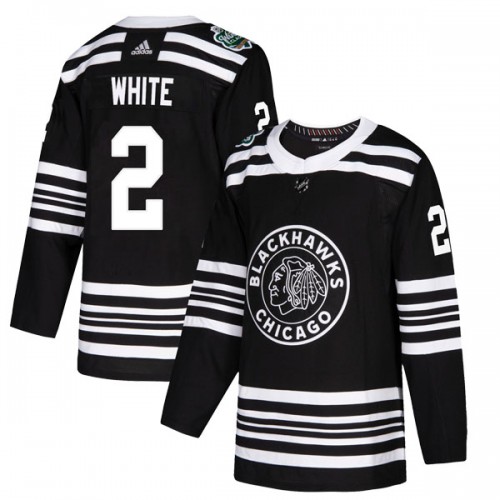 Adidas Chicago Blackhawks 2 Bill White Authentic White Black 2019 Winter Classic Men's NHL Jersey