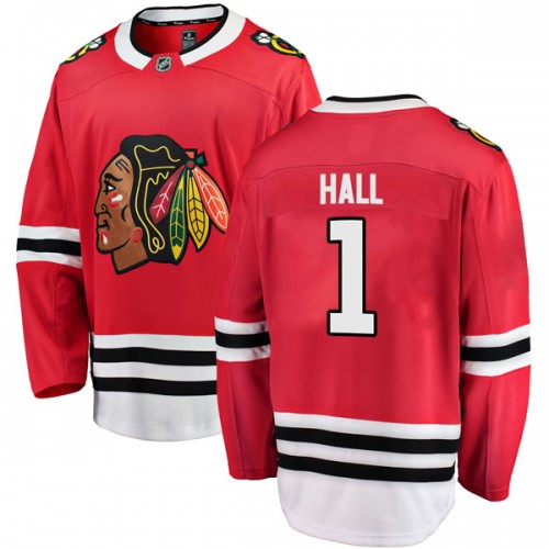 Fanatics Branded Chicago Blackhawks 1 Glenn Hall Red Breakaway Home Men's NHL Jersey