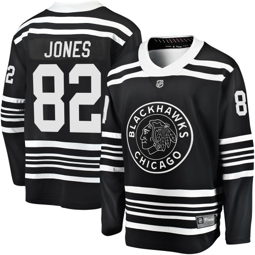 Fanatics Branded Chicago Blackhawks 82 Caleb Jones Premier Black Breakaway Alternate 2019/20 Men's NHL Jersey