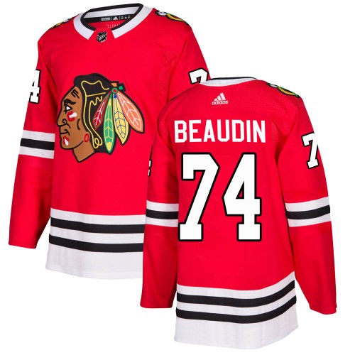 Adidas Chicago Blackhawks 74 Nicolas Beaudin Authentic Red ized Home Men's NHL Jersey
