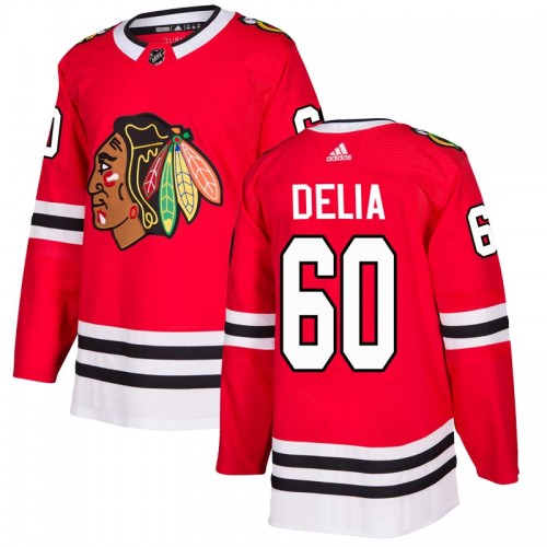Adidas Chicago Blackhawks 60 Collin Delia Authentic Red Home Men's NHL Jersey