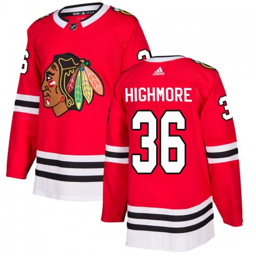 Adidas Chicago Blackhawks 36 Matthew Highmore Authentic Red Home Men's NHL Jersey
