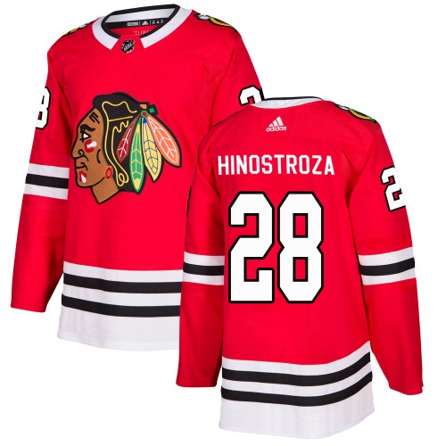 Adidas Chicago Blackhawks 28 Vinnie Hinostroza Authentic Red Home Men's NHL Jersey