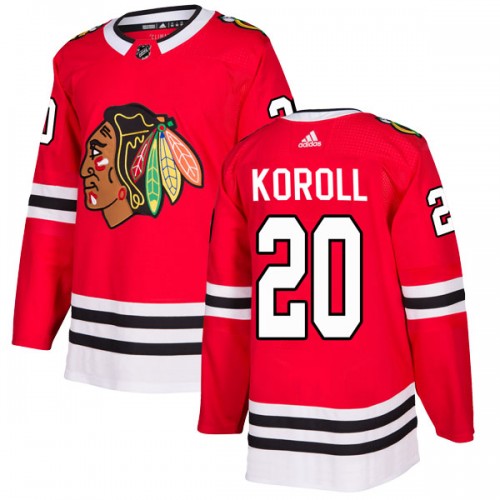 Adidas Chicago Blackhawks 20 Cliff Koroll Authentic Red Home Men's NHL Jersey