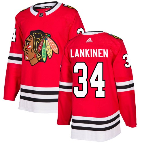 Adidas Chicago Blackhawks 34 Kevin Lankinen Authentic Red ized Home Men's NHL Jersey