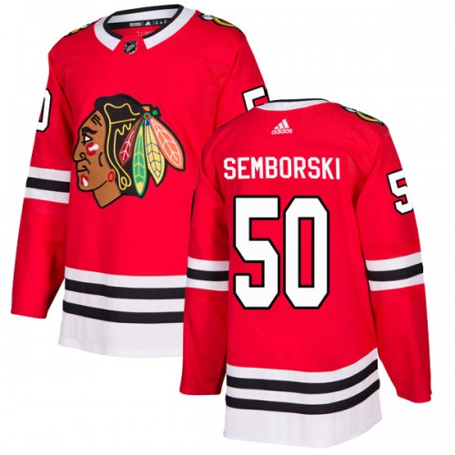Adidas Chicago Blackhawks 50 Eric Semborski Authentic Red Home Men's NHL Jersey