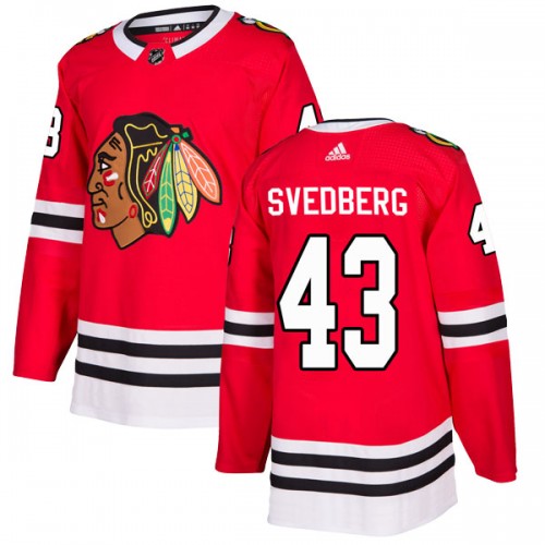 Adidas Chicago Blackhawks 43 Viktor Svedberg Authentic Red Home Men's NHL Jersey