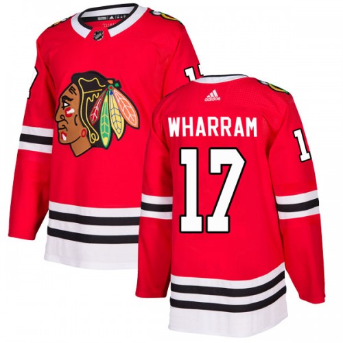 Adidas Chicago Blackhawks 17 Kenny Wharram Authentic Red Home Men's NHL Jersey