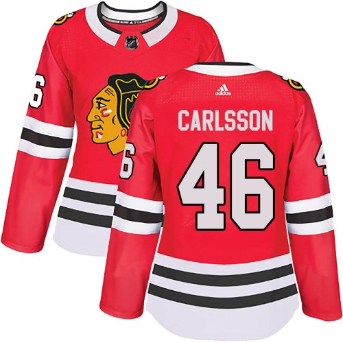 Adidas Chicago Blackhawks 46 Lucas Carlsson Authentic Red ized Home Women's NHL Jersey