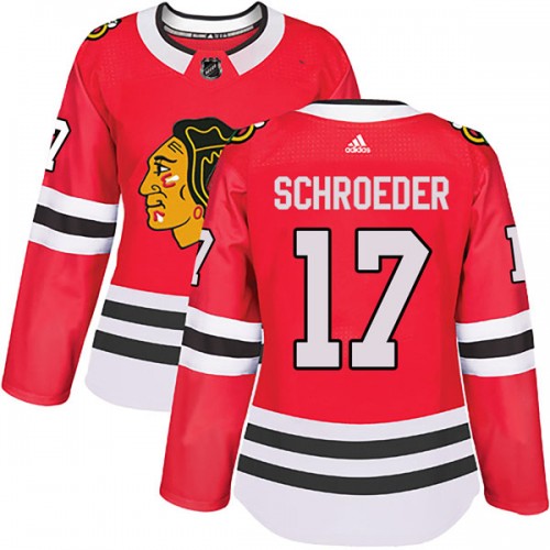 Adidas Chicago Blackhawks 17 Jordan Schroeder Authentic Red Home Women's NHL Jersey
