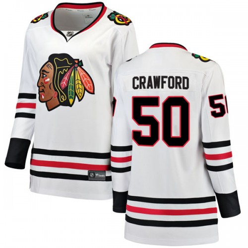 Fanatics Branded Chicago Blackhawks 50 Corey Crawford White Breakaway Away Women's NHL Jersey