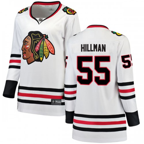 Fanatics Branded Chicago Blackhawks 55 Blake Hillman White Breakaway Away Women's NHL Jersey