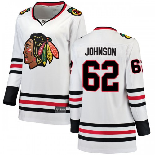 Fanatics Branded Chicago Blackhawks 62 Luke Johnson White Breakaway Away Women's NHL Jersey