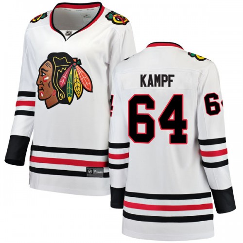 Fanatics Branded Chicago Blackhawks 64 David Kampf White Breakaway Away Women's NHL Jersey