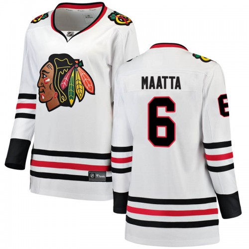 Fanatics Branded Chicago Blackhawks 6 Olli Maatta White Breakaway Away Women's NHL Jersey