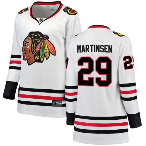 Fanatics Branded Chicago Blackhawks 29 Andreas Martinsen White Breakaway Away Women's NHL Jersey