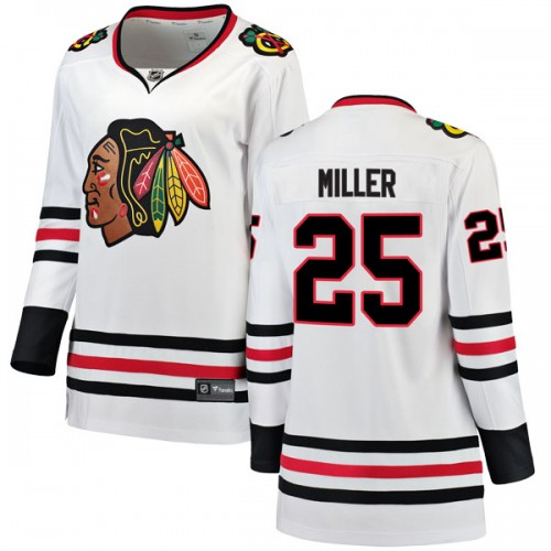 Fanatics Branded Chicago Blackhawks 25 Drew Miller White Breakaway Away Women's NHL Jersey
