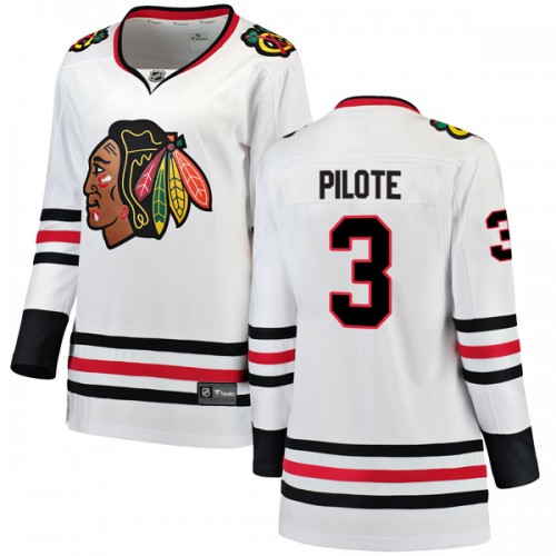 Fanatics Branded Chicago Blackhawks 3 Pierre Pilote White Breakaway Away Women's NHL Jersey