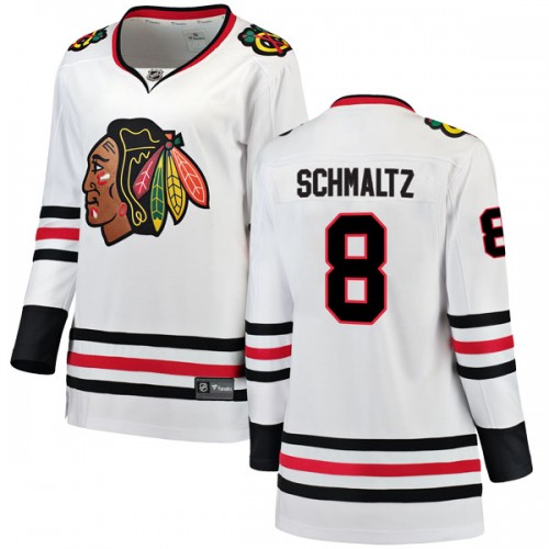 Fanatics Branded Chicago Blackhawks 8 Nick Schmaltz White Breakaway Away Women's NHL Jersey