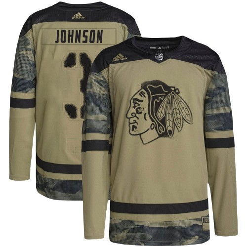 Adidas Chicago Blackhawks 3 Jack Johnson Authentic Camo Military Appreciation Practice Youth NHL Jersey