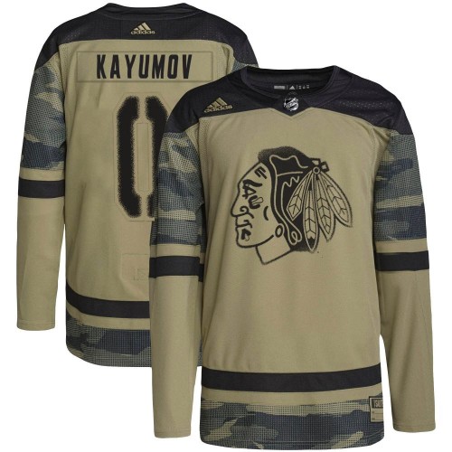 Adidas Chicago Blackhawks 0 Artur Kayumov Authentic Camo Military Appreciation Practice Youth NHL Jersey