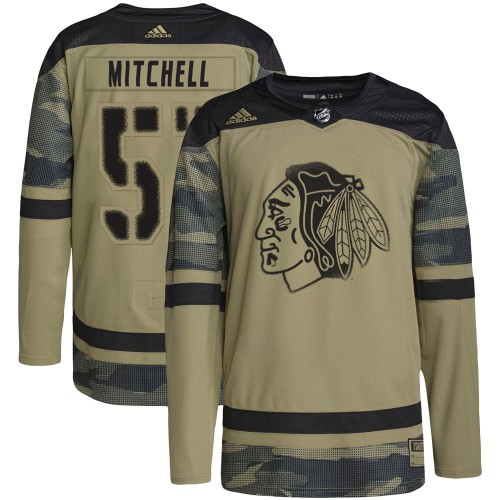 Adidas Chicago Blackhawks 51 Ian Mitchell Authentic Camo Military Appreciation Practice Youth NHL Jersey