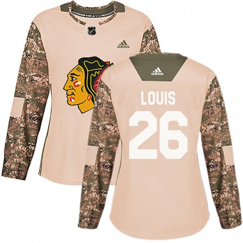 Adidas Chicago Blackhawks 26 Anthony Louis Authentic Camo Veterans Day Practice Women's NHL Jersey
