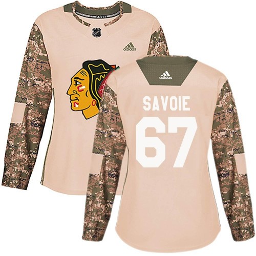 Chicago Blackhawks 67 Samuel Savoie Authentic Camo adidas Veterans Day Practice Women's NHL Jersey