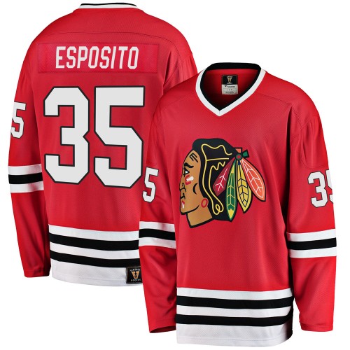 Fanatics Branded Chicago Blackhawks 35 Tony Esposito Premier Red Breakaway Heritage Youth NHL Jersey