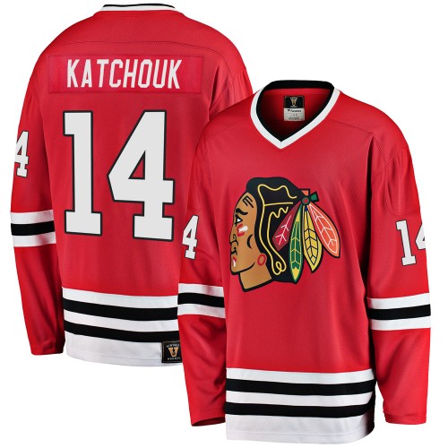 Fanatics Branded Chicago Blackhawks 14 Boris Katchouk Premier Red Breakaway Heritage Youth NHL Jersey