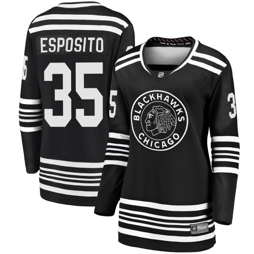 Fanatics Branded Chicago Blackhawks 35 Tony Esposito Premier Black Breakaway Alternate 2019/20 Women's NHL Jersey