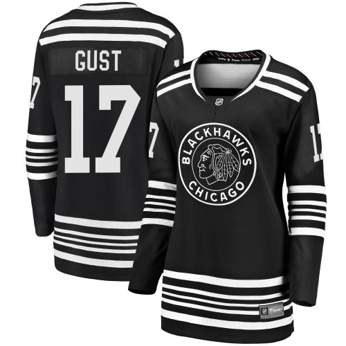 Fanatics Branded Chicago Blackhawks 17 Dave Gust Premier Black Breakaway Alternate 2019/20 Women's NHL Jersey