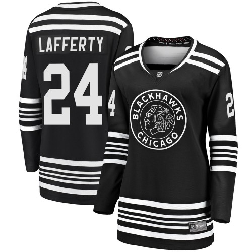 Fanatics Branded Chicago Blackhawks 24 Sam Lafferty Premier Black Breakaway Alternate 2019/20 Women's NHL Jersey