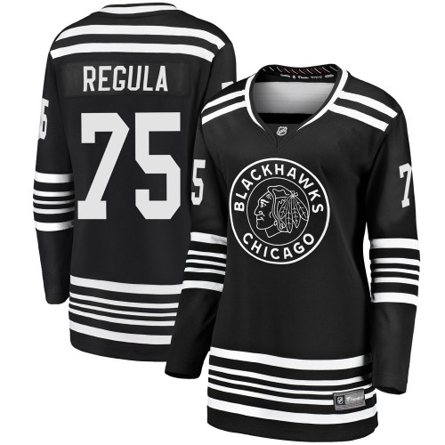 Fanatics Branded Chicago Blackhawks 75 Alec Regula Premier Black Breakaway Alternate 2019/20 Women's NHL Jersey