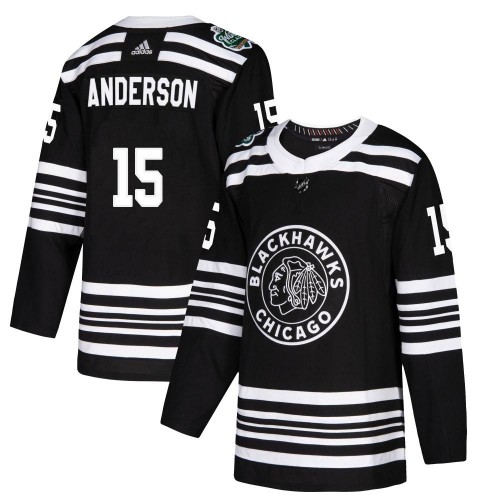 Adidas Chicago Blackhawks 15 Joey Anderson Authentic Black 2019 Winter Classic Youth NHL Jersey