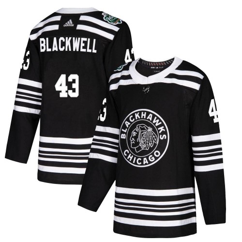Adidas Chicago Blackhawks 43 Colin Blackwell Authentic Black 2019 Winter Classic Youth NHL Jersey