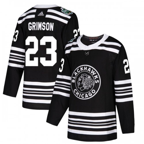 Adidas Chicago Blackhawks 23 Stu Grimson Authentic Black 2019 Winter Classic Youth NHL Jersey
