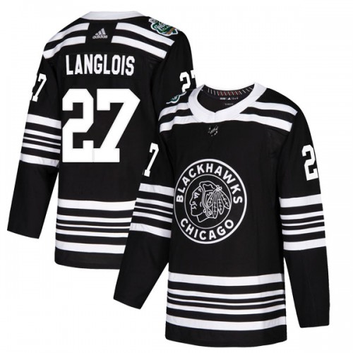Adidas Chicago Blackhawks 27 Jeremy Langlois Authentic Black 2019 Winter Classic Youth NHL Jersey