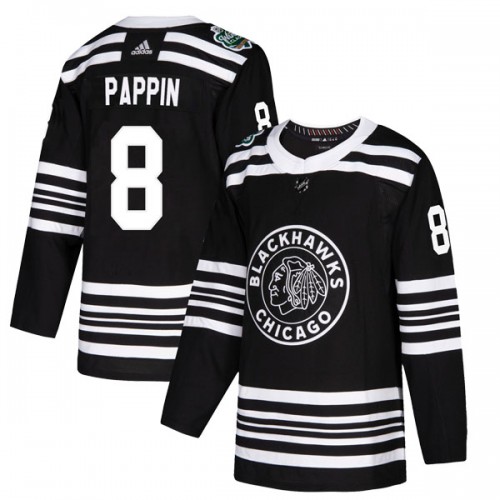Adidas Chicago Blackhawks 8 Jim Pappin Authentic Black 2019 Winter Classic Youth NHL Jersey