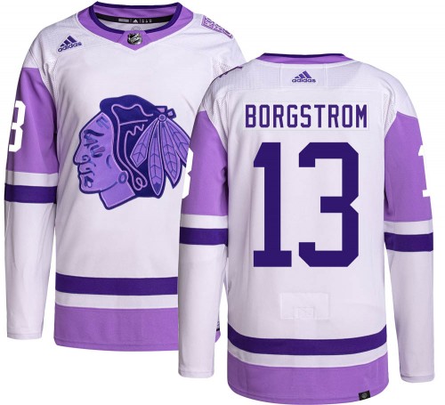 Adidas Chicago Blackhawks 13 Henrik Borgstrom Authentic Hockey Fights Cancer Men's NHL Jersey