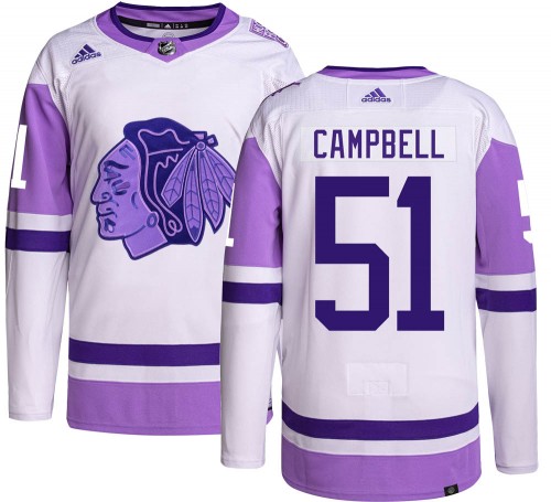 Adidas Chicago Blackhawks 51 Brian Campbell Authentic Hockey Fights Cancer Men's NHL Jersey