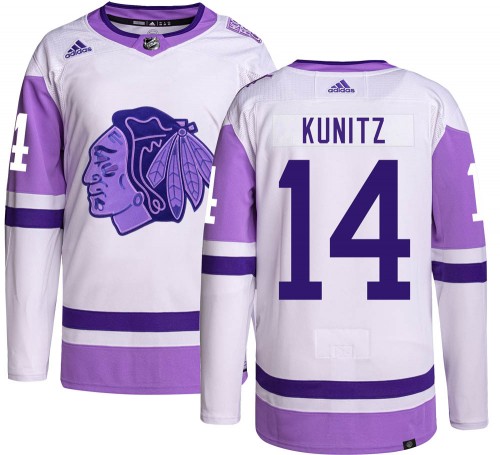 Adidas Chicago Blackhawks 14 Chris Kunitz Authentic Hockey Fights Cancer Men's NHL Jersey