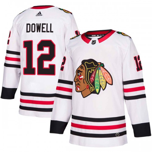 Adidas Chicago Blackhawks 12 Jake Dowell Authentic White Away Men's NHL Jersey
