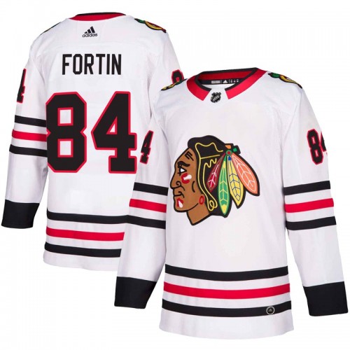 Adidas Chicago Blackhawks 84 Alexandre Fortin Authentic White Away Men's NHL Jersey