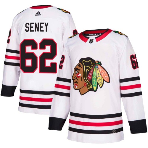 Adidas Chicago Blackhawks 62 Brett Seney Authentic White Away Men's NHL Jersey