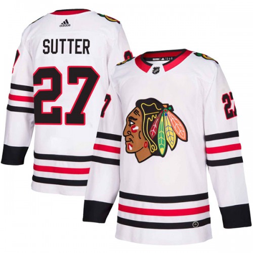 Adidas Chicago Blackhawks 27 Darryl Sutter Authentic White Away Men's NHL Jersey